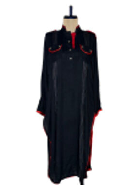 Black Red monk's robe mock neck side slit long sleeves Halloween gothic unisex M